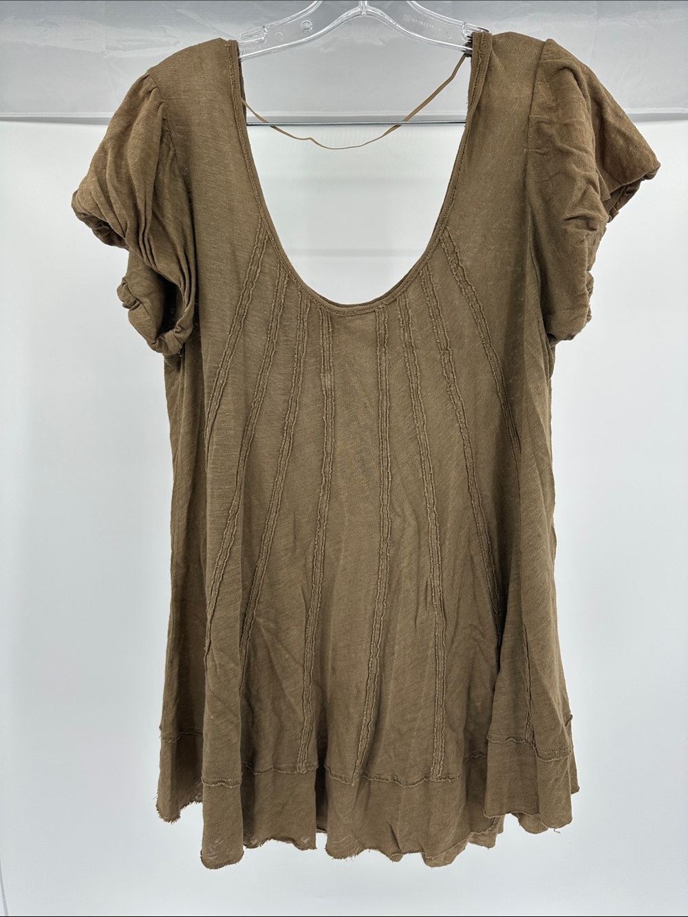 We The Free Brown Scoop Neck Short Sleeve Tunic